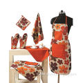 Set of Apron include Bib Apron  Oven Mitt Pot Holder Kitchen Towel Beautiful Flower Design